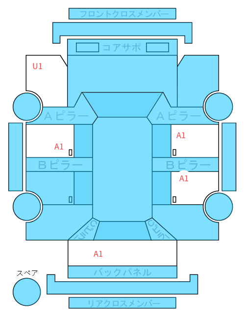 Body condition diagram (damage marks, Japanese labels)
