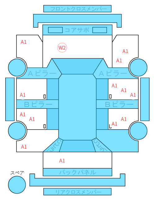 Body condition diagram (damage marks, Japanese labels)