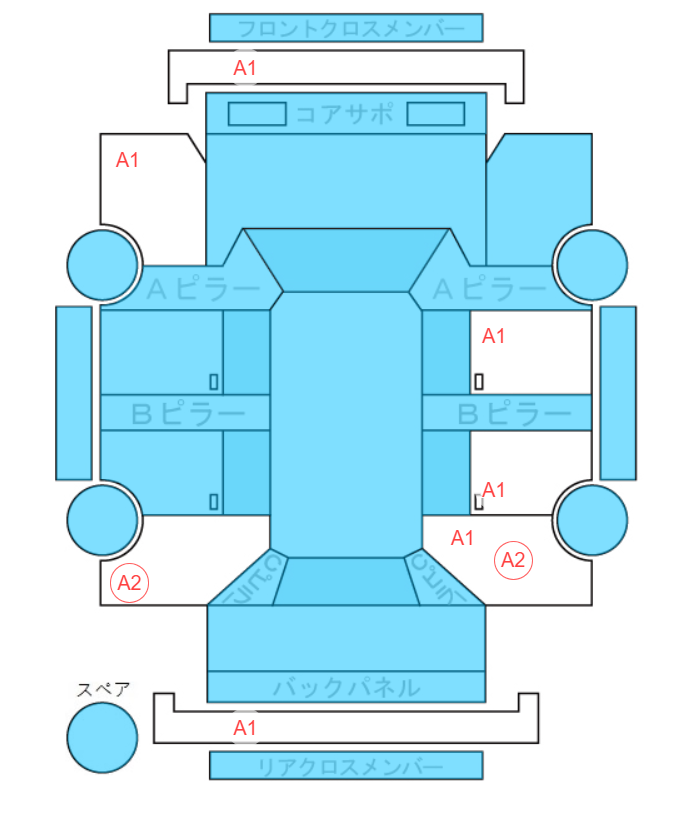 Body condition diagram (damage marks, Japanese labels)
