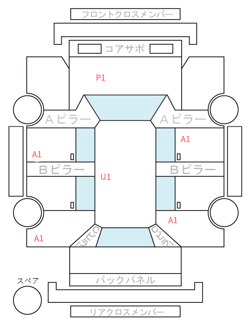Body condition diagram (damage marks, Japanese labels)