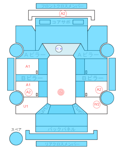 Body condition diagram (damage marks, Japanese labels)
