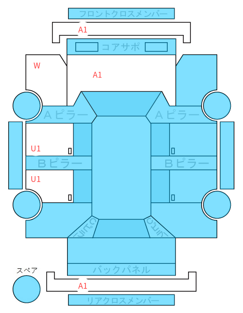 Body condition diagram (damage marks, Japanese labels)