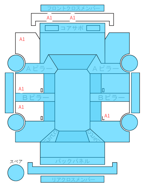 Body condition diagram (damage marks, Japanese labels)
