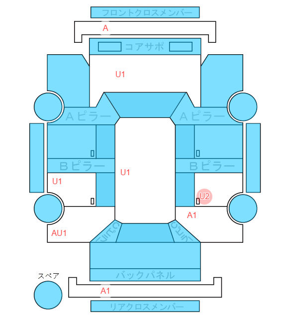 Body condition diagram (damage marks, Japanese labels)