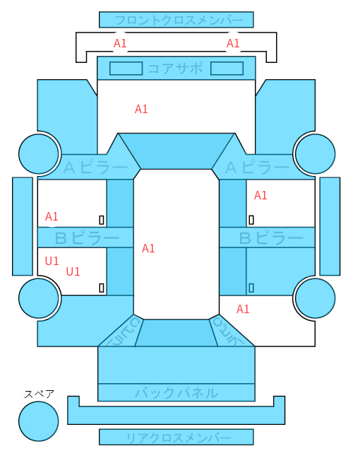 Body condition diagram (damage marks, Japanese labels)