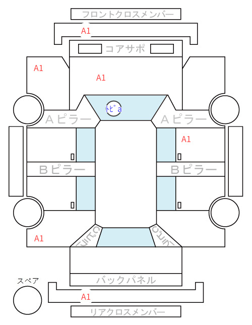 Body condition diagram (damage marks, Japanese labels)