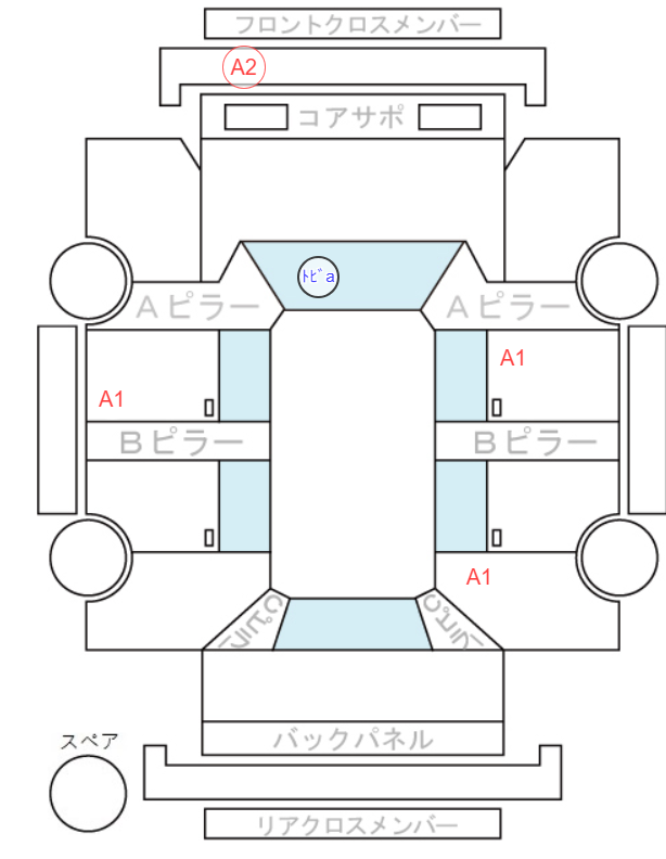Body condition diagram (damage marks, Japanese labels)