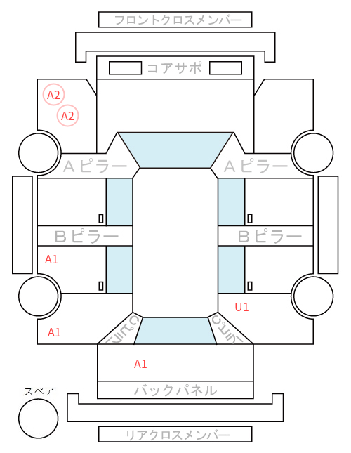 Body condition diagram (damage marks, Japanese labels)