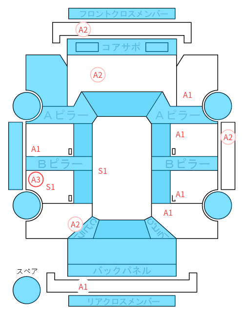Body condition diagram (damage marks, Japanese labels)