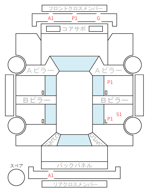 Body condition diagram (damage marks, Japanese labels)