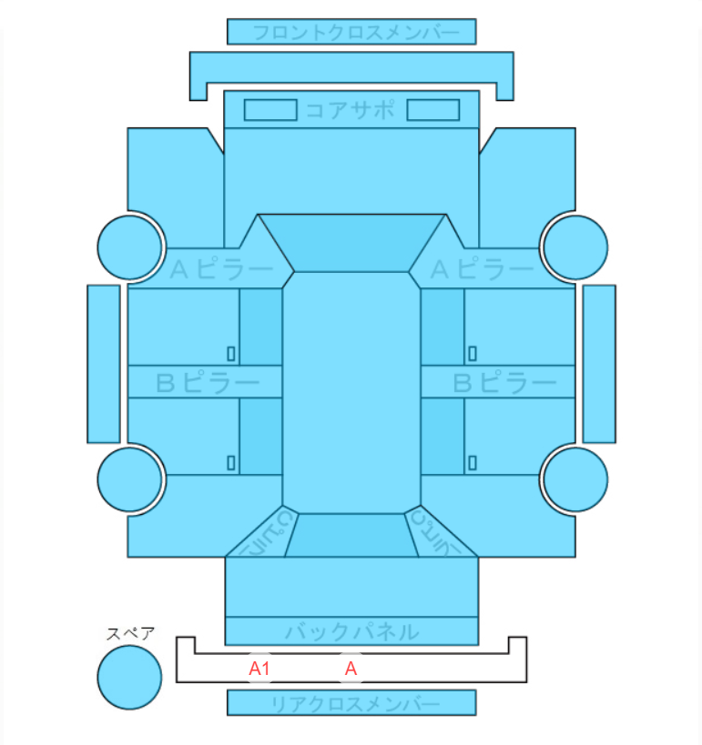 Body condition diagram (damage marks, Japanese labels)