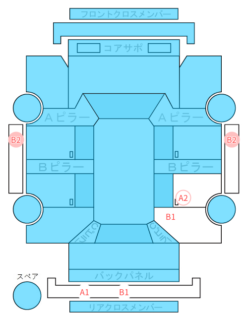 Body condition diagram (damage marks, Japanese labels)