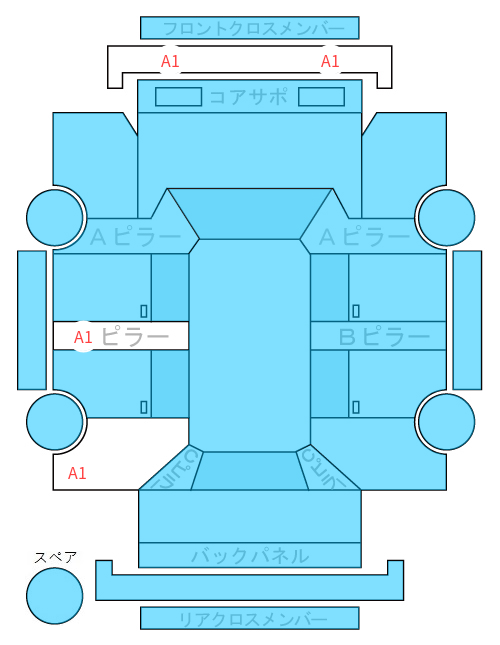 Body condition diagram (damage marks, Japanese labels)