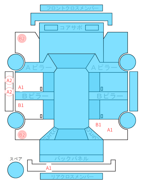 Body condition diagram (damage marks, Japanese labels)
