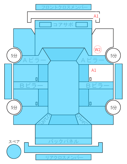 Body condition diagram (damage marks, Japanese labels)