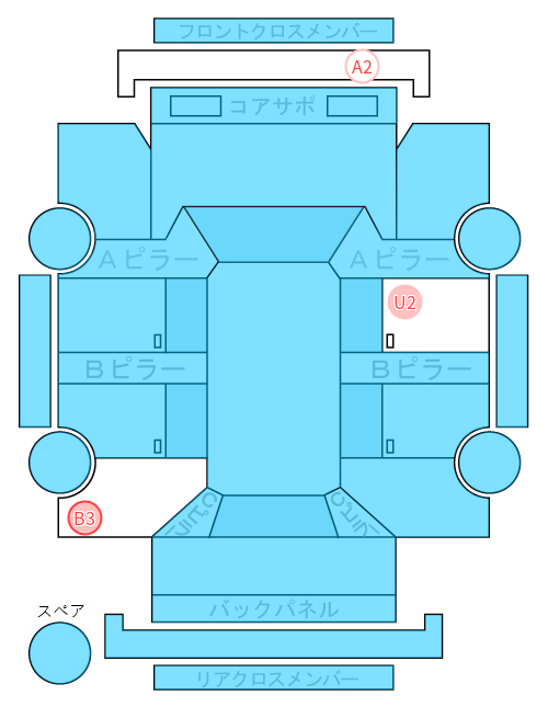 Body condition diagram (damage marks, Japanese labels)