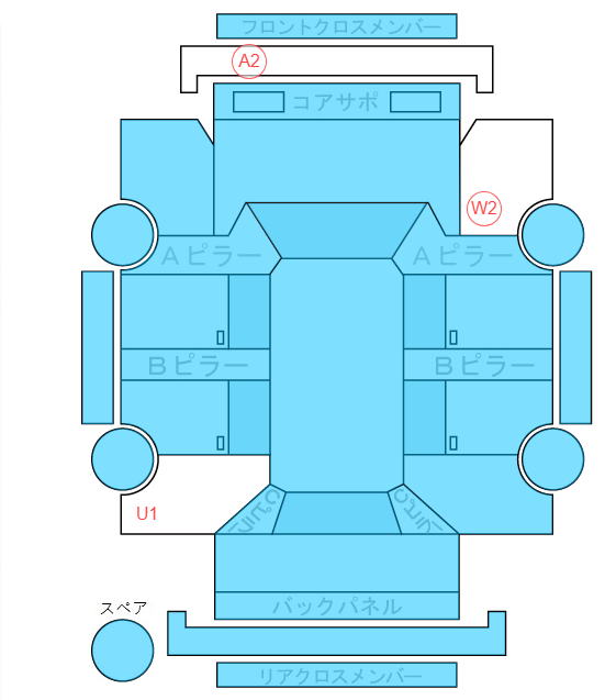 Body condition diagram (damage marks, Japanese labels)
