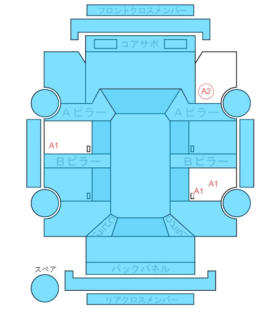 Body condition diagram (damage marks, Japanese labels)