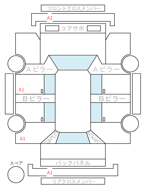 Body condition diagram (damage marks, Japanese labels)