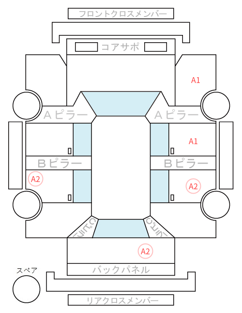 Body condition diagram (damage marks, Japanese labels)