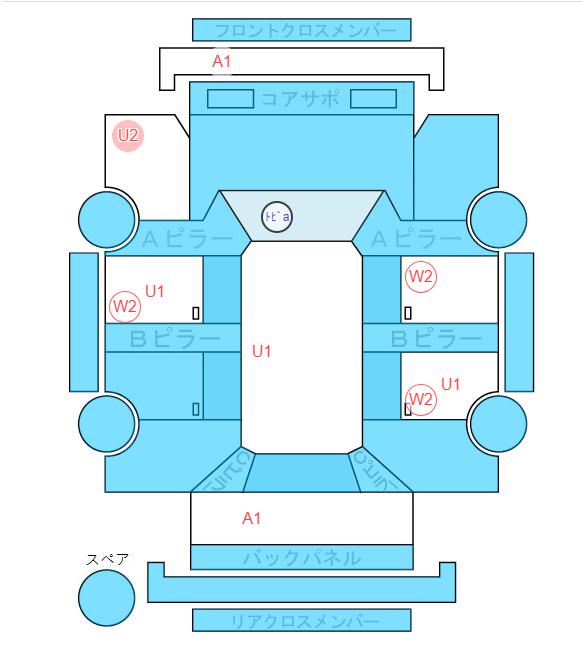 Body condition diagram (damage marks, Japanese labels)
