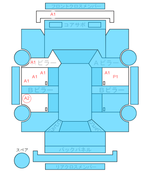 Body condition diagram (damage marks, Japanese labels)
