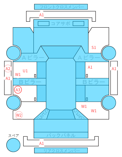 Body condition diagram (damage marks, Japanese labels)