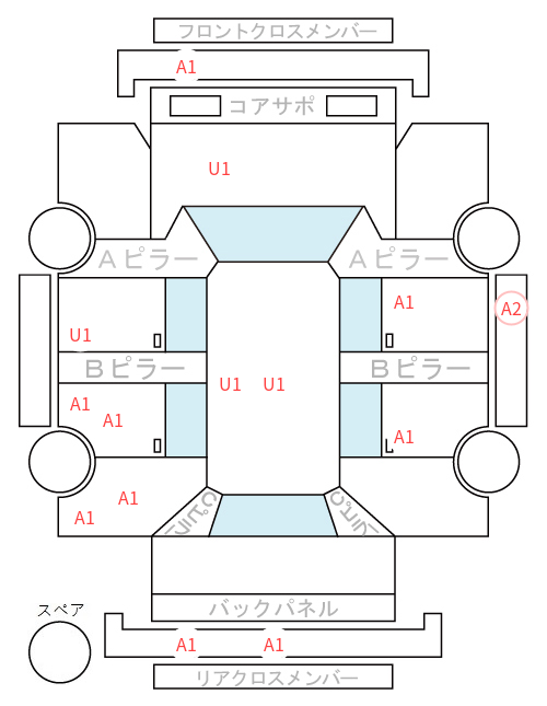 Body condition diagram (damage marks, Japanese labels)