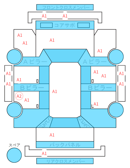 Body condition diagram (damage marks, Japanese labels)