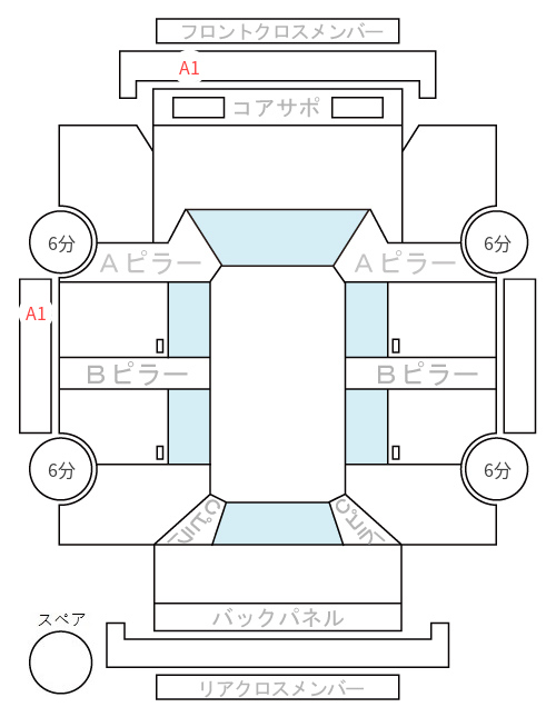 Body condition diagram (damage marks, Japanese labels)