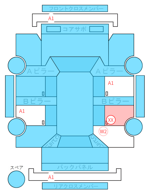 Body condition diagram (damage marks, Japanese labels)