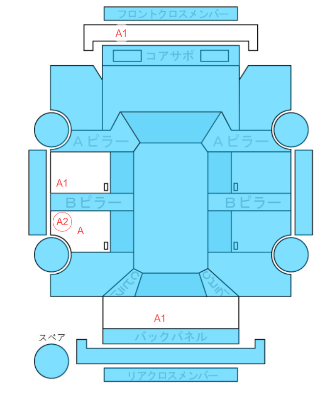 Body condition diagram (damage marks, Japanese labels)