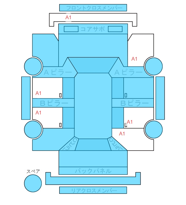 Body condition diagram (damage marks, Japanese labels)
