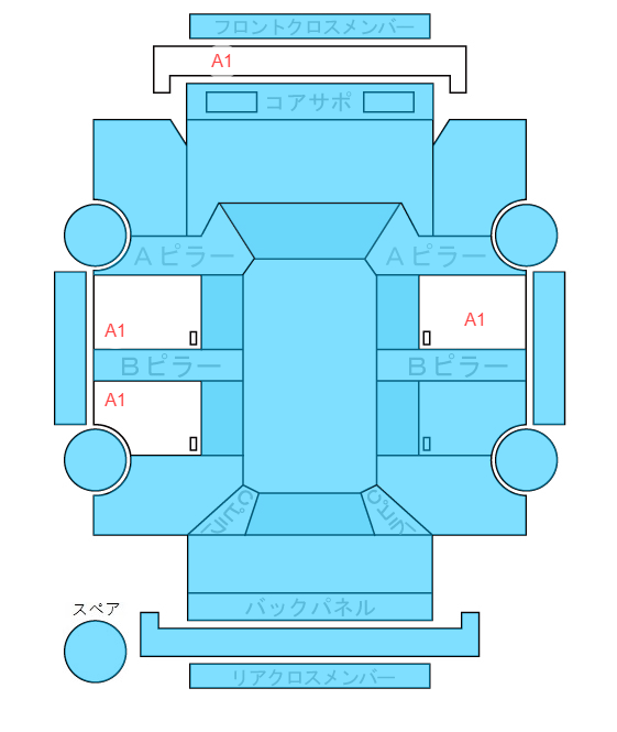 Body condition diagram (damage marks, Japanese labels)