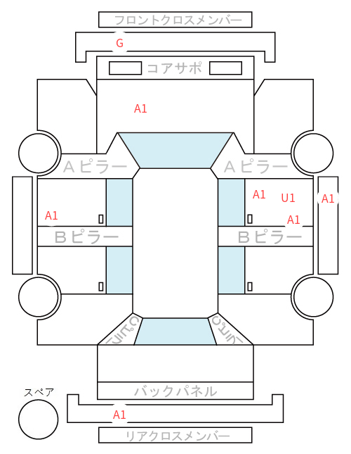 Body condition diagram (damage marks, Japanese labels)