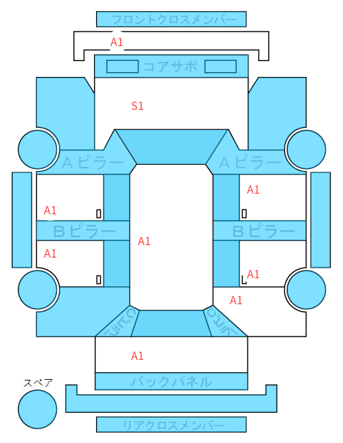 Body condition diagram (damage marks, Japanese labels)