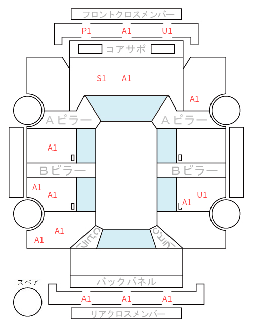 Body condition diagram (damage marks, Japanese labels)
