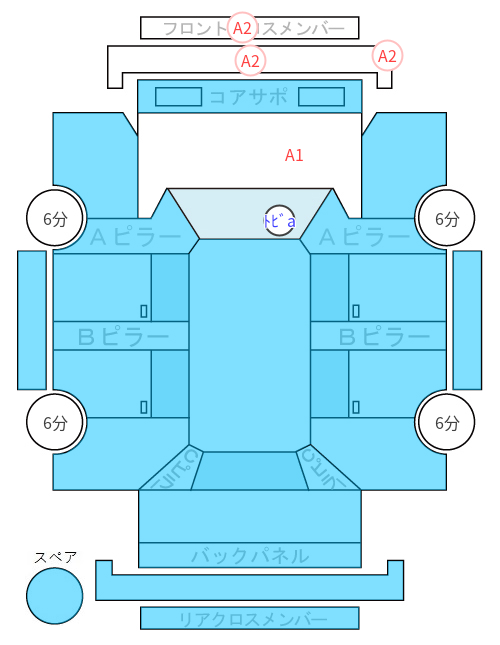 Body condition diagram (damage marks, Japanese labels)
