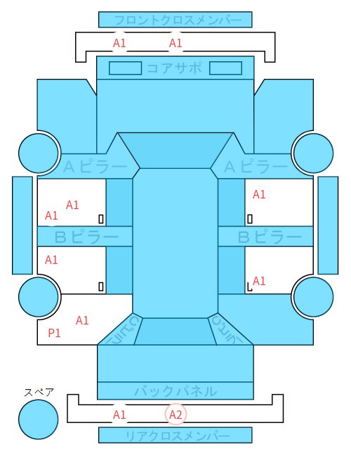Body condition diagram (damage marks, Japanese labels)