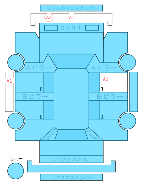 Body condition diagram (damage marks, Japanese labels)