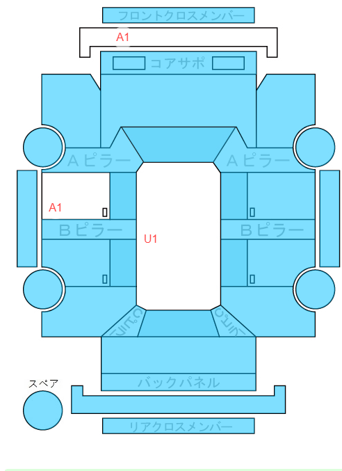 Body condition diagram (damage marks, Japanese labels)