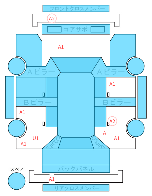 Body condition diagram (damage marks, Japanese labels)