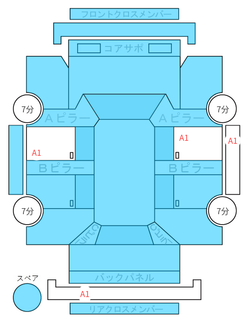 Body condition diagram (damage marks, Japanese labels)