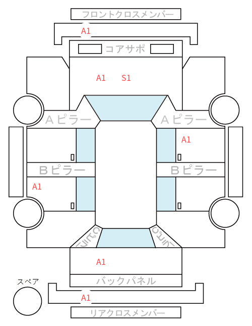 Body condition diagram (damage marks, Japanese labels)