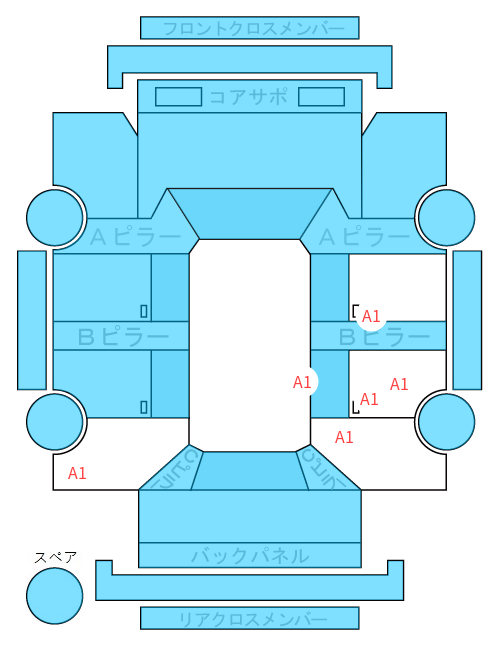 Body condition diagram (damage marks, Japanese labels)