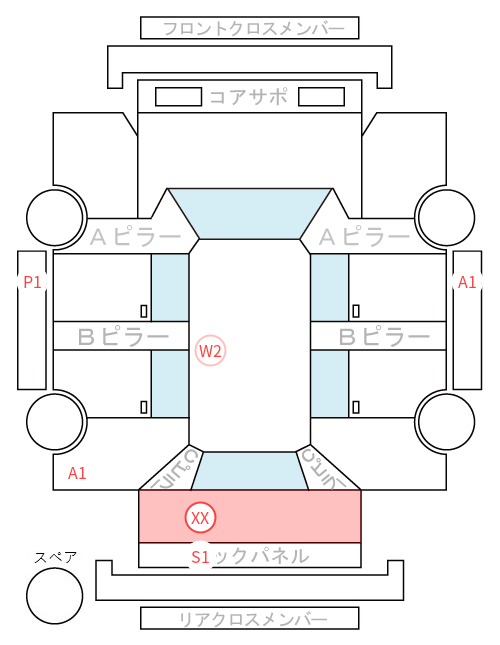 Body condition diagram (damage marks, Japanese labels)