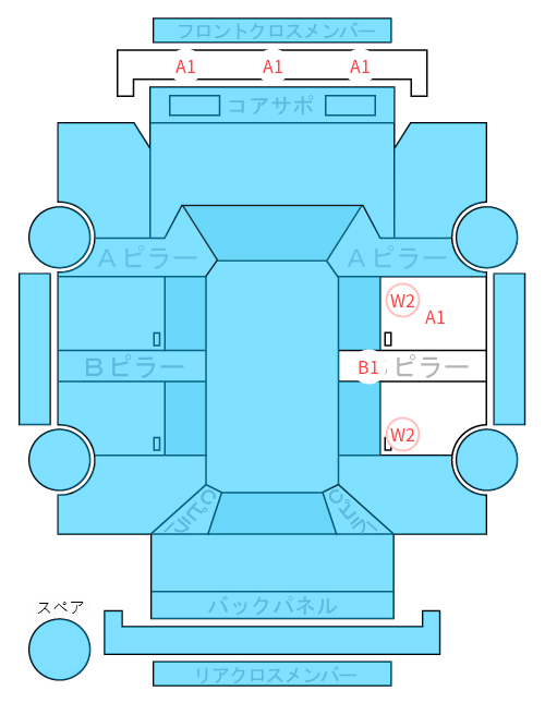 Body condition diagram (damage marks, Japanese labels)