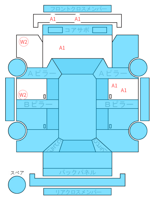 Body condition diagram (damage marks, Japanese labels)