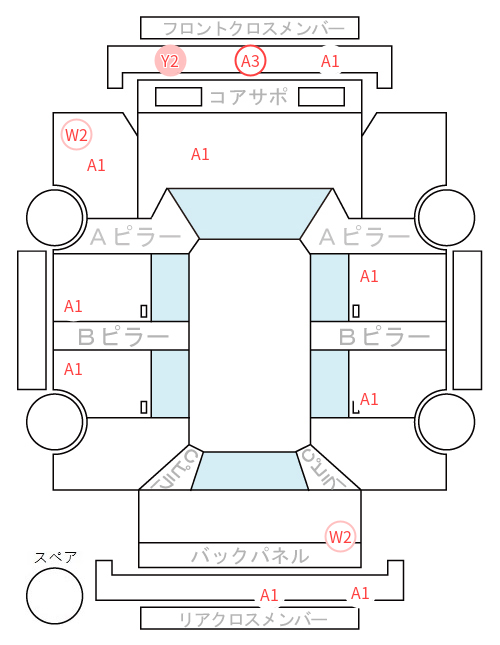 Body condition diagram (damage marks, Japanese labels)
