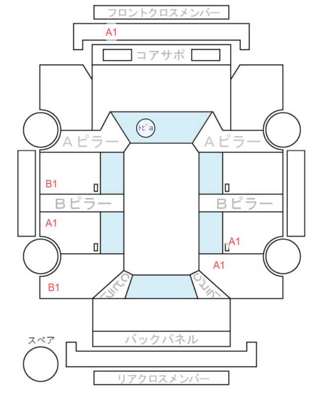 Body condition diagram (damage marks, Japanese labels)